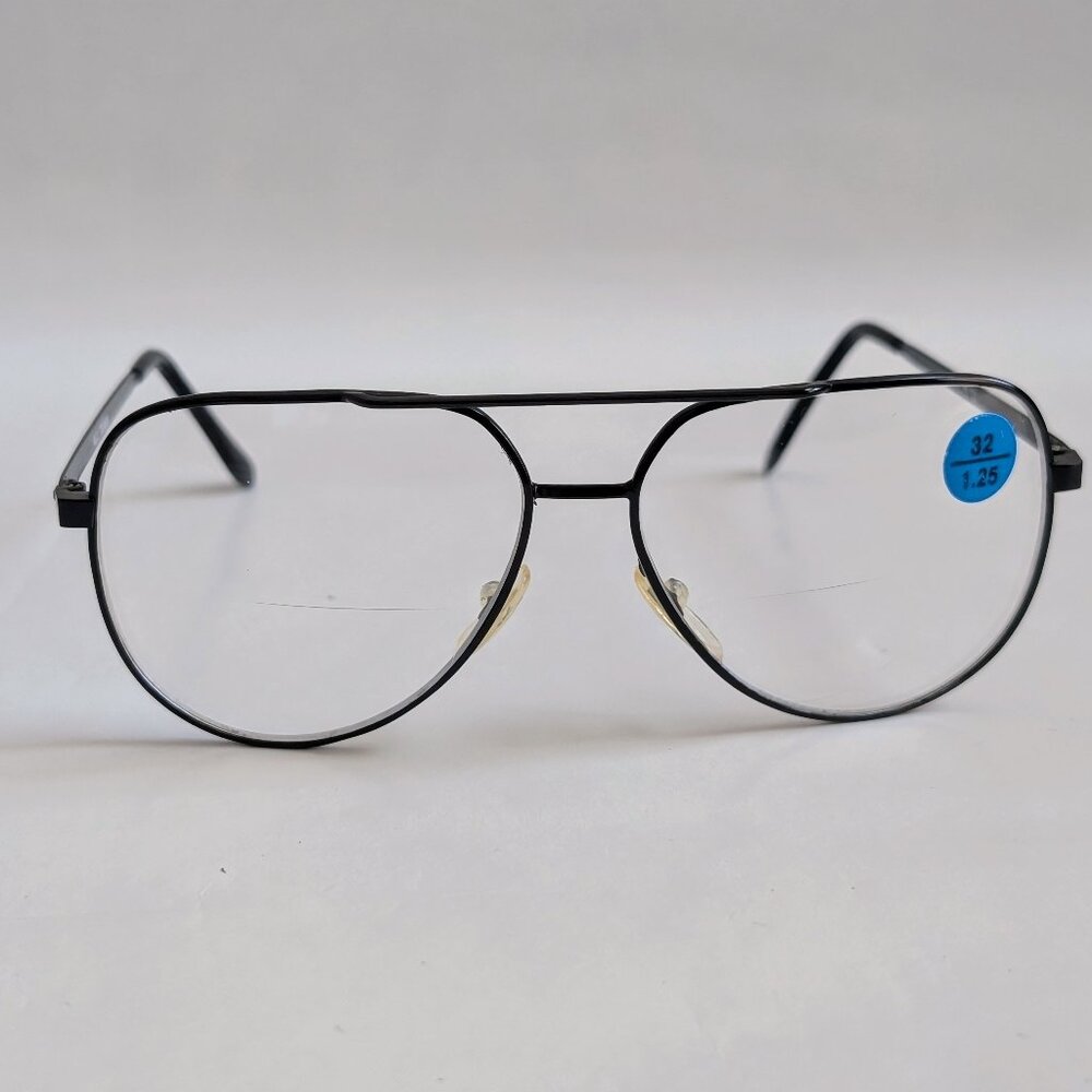(NWT) intage 90's Aviator Metal Bi-Focal Reading Glasses (S. Black)